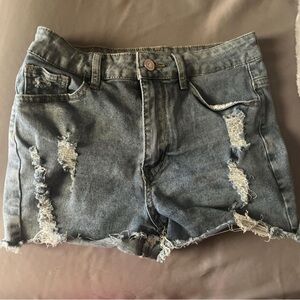 Casual Blue Distressed Jean Shorts